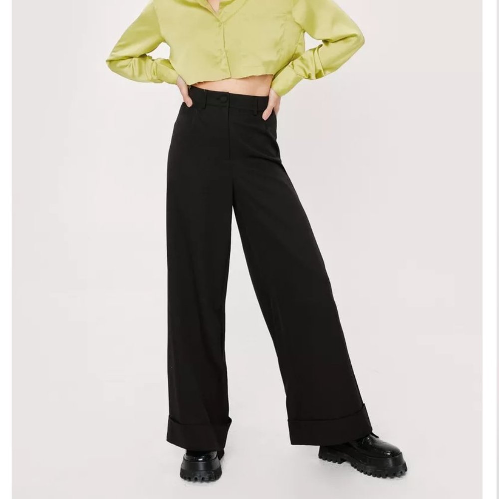 Nasty Gal Wide Leg Turn Up Pants